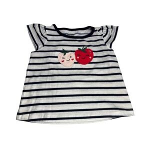Carter's‎ Girls 3T Striped Tunic Top Pink Strawberry Applique Short Sleeve